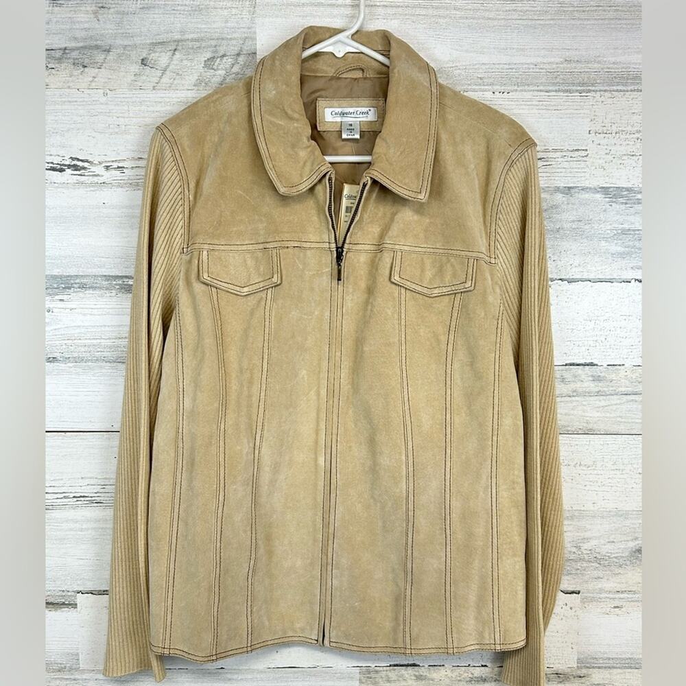 Coldwater Creek Western Suede Knit Jacket – Size 16 – NWT $99.50 Wool Blend Rib